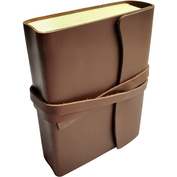 Leather Journal Writing Notebook - Handmade Vintage Leather Bound Lined Journal for Men & Women - Ruled Travel Diary Gift for Writers Artist Poet Him Her by Rustic Town, Brown