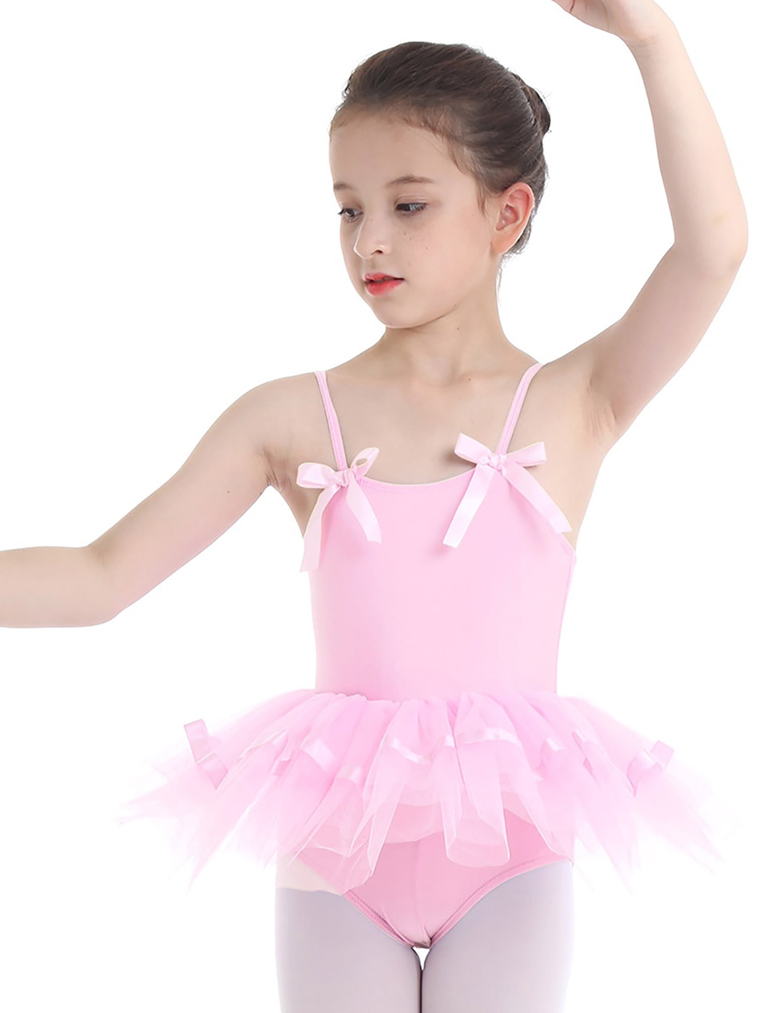 iEFiEL Girls Lovely Bowties Spaghetti Straps Ballet Dance Gymnastics