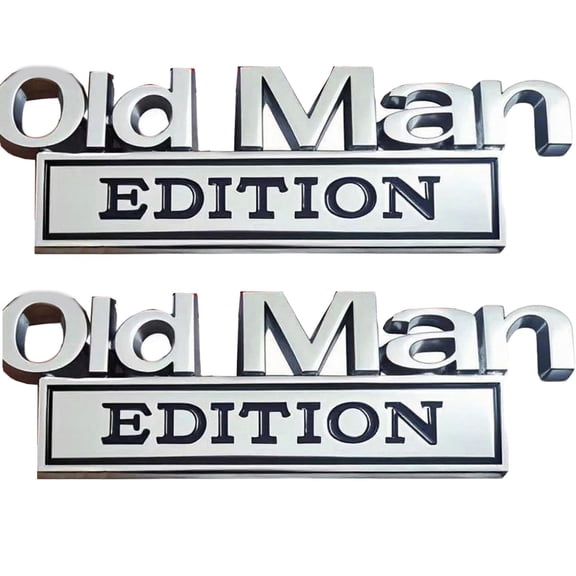 2PCS Old Man Edition Car Emblem 3D Metal Sticker Badge Old Man Edition Car Stickers Emblem Metal Badge Bumper Decals for Truck, SUV