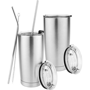 Maars Skinny Steel Tumbler - 20 Oz Double Wall Stainless Steel, 4 Pack (Black)