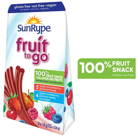 Boîte de collations Fruit to Go SunRype aux fruits à 100% 9 x 14 g