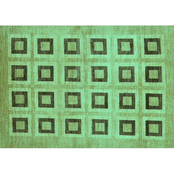 Ahgly Company Indoor Rectangle Abstract Turquoise Blue Modern Area Rugs, 3' x 5'