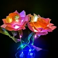 thumbnail image 1 of Dengjunhu 4Pcs Valentine's Day LED Glowing Colorful Rose Birthday Gifts, Romantic Gifts, Wedding Party Scene Layout Ornament Artificial Flower for Valentines Day Anniversary, 1 of 7