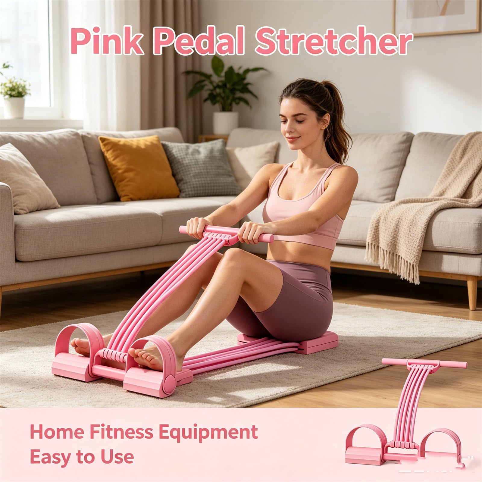 Pedal Resistance Band with Handle,New Upgrade 8 Tube Exercise Band, Yoga Elastic Stretching Resistance Band