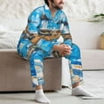 thumbnail image 7 of Sikiie Greek Island Windmills Painting Mens Pajama Set, Soft Warm Long Sleeve Sleepwear, Cozy Button-Down Pjs for Men-Large, 7 of 7