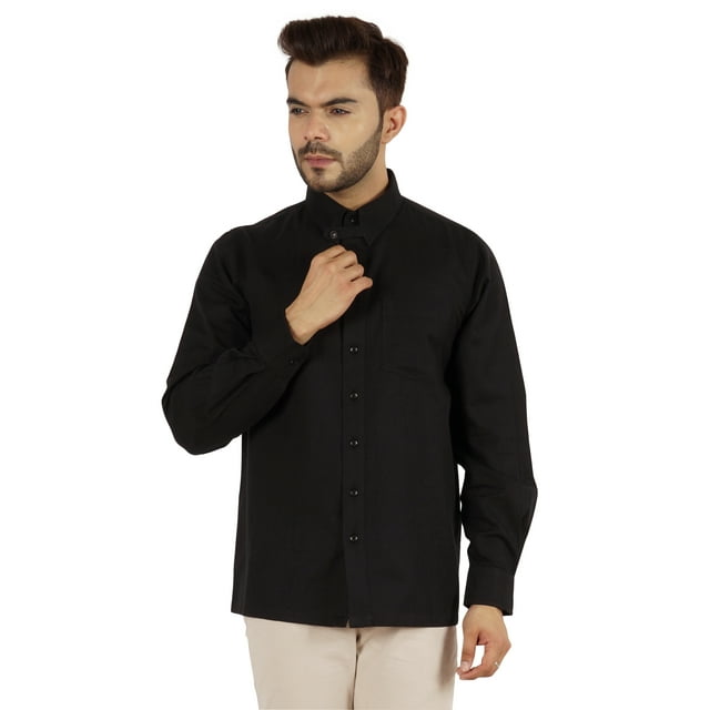 Bestman Solid Button Down Shirt For Men Long Sleeve With Patch Pocket Formal Business Wear
