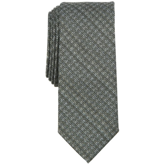 Bar III Mens Milan Green Solid Textured Tie Necktie