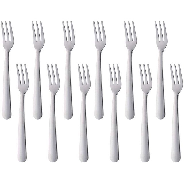 12-Piece Oyster Fork Set, Stainless Steel Cake Forks Service for 12 Silverware Flatware Utensils-5.6 Inches, Silver