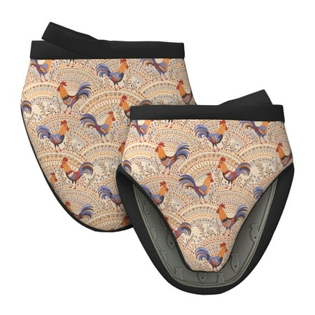 

Matuu Roosters In Floral for Non-Slip Mini Oven Soft Silicone Mitt 5.9 x5.9