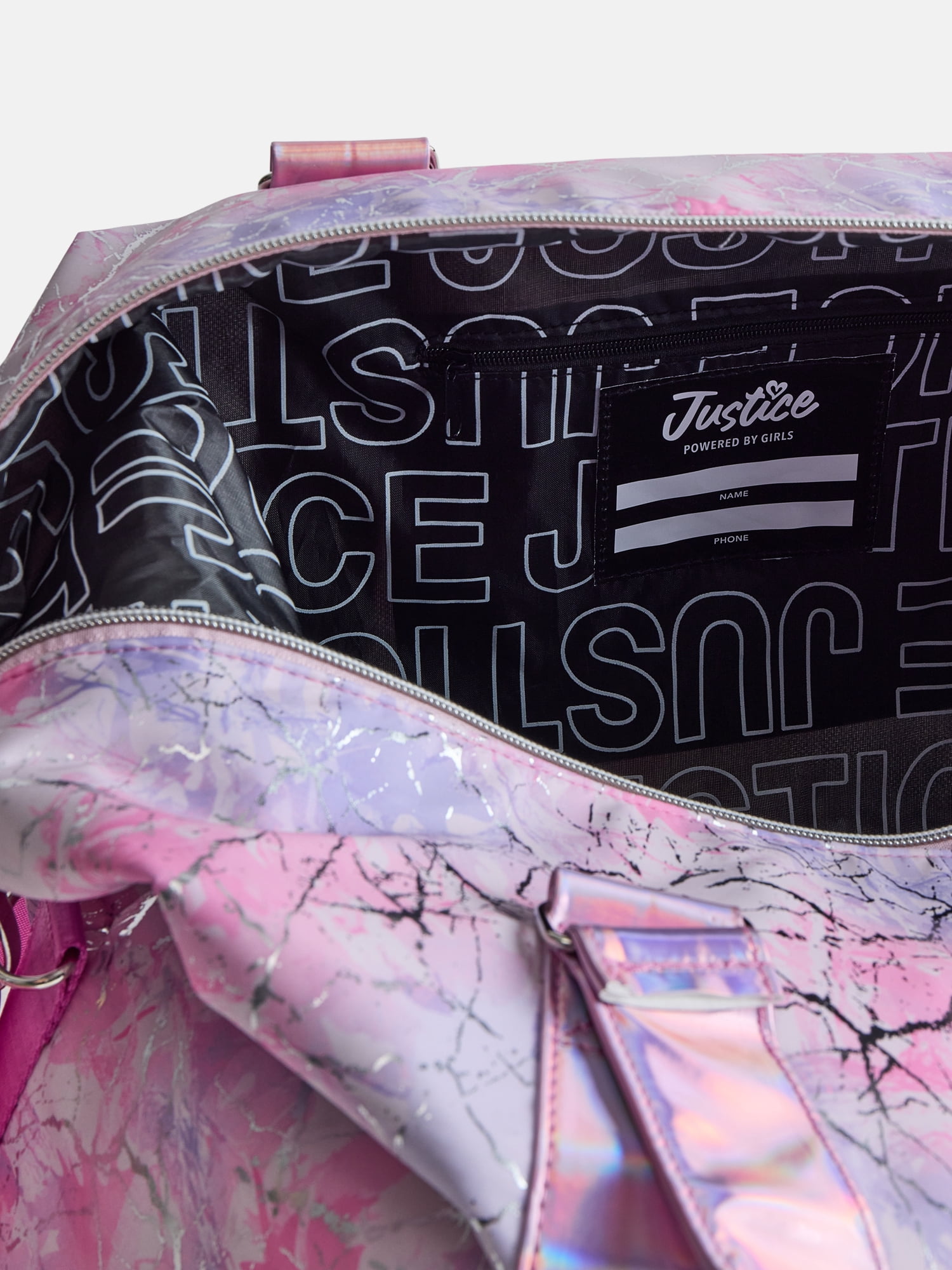 Justice Girls Printed Round Duffle Bag, Pink Graffiti