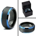 thumbnail image 4 of P. Manoukian Tungsten Wedding Band Ring 8mm for Men Women Blue Black Beveled Edge Brushed Lifetime Guarantee Size 6, 4 of 4