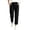 Black, variant on purcolt Women's Cotton and Linen Pants Elastic High Waist Straight Leg Dressy Pants Work Office Business Casual Trouser with Pockets