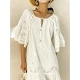 thumbnail image 5 of Women's Eyelet Embroidered Tassel Tie Neck Dress with Ruffled Hem Cotton % Fabric for Everyday Casual Summer Wear, 5 of 7