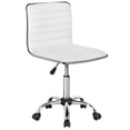 thumbnail image 1 of Yaheetech Adjustable Task Chair PU Leather Low Back Ribbed Armless Swivel White Desk Chair Office Chair Wheels, 1 of 4