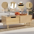 thumbnail image 6 of PPorfamilia Fluted Boho Coffee Tables, Center Tables with Storage for Living Room, Natural, 6 of 9
