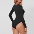 thumbnail image 2 of COMVALUE Long Sleeve Bodysuits for Women Crew Round Neck Basic Stretchy Slim Fit Body Suit Tops 2026 (Black, M), 2 of 6