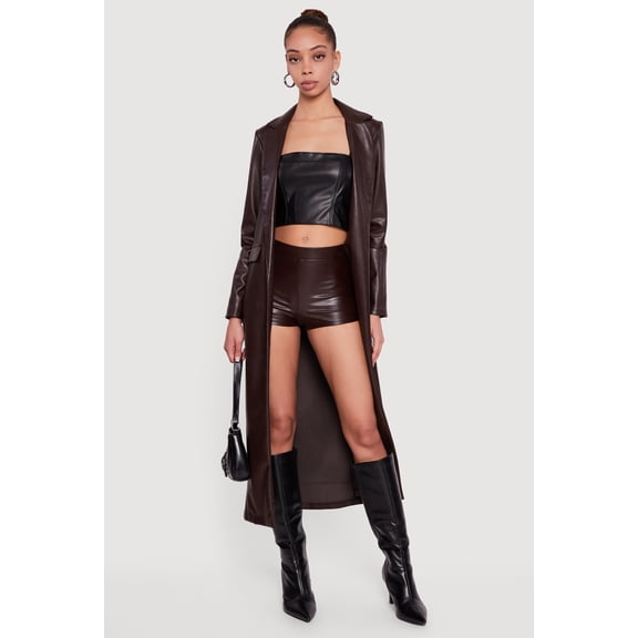Women's Faux Leather Mid Rise Micro Shorts