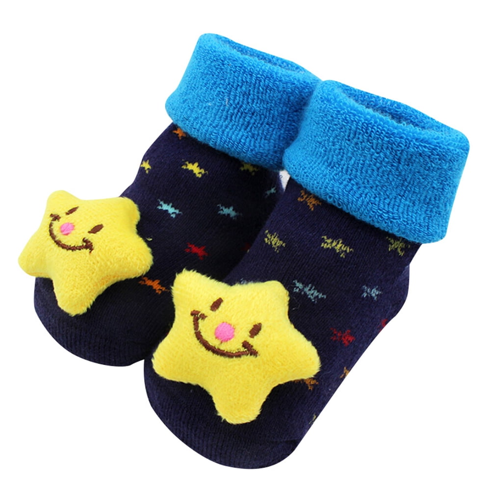 100% Cotton Baby Socks Non-Slip Toddler Cartoon Infants Socks for ...