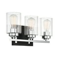 thumbnail image 3 of Redmond 3-Light Bathroom Vanity Light in Matte Black with Polished Chrome Accents, 3 of 6