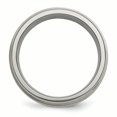 thumbnail image 2 of Chisel Titanium Grooved Edge Sterling Silver Inlay 8mm Brushed/Polished Band, 2 of 6