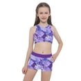 thumbnail image 2 of iiniim Girls' Kids 2-Piece Active Set Dance Sport Outfits Racer Back Top and Booty Short Gymnastics Dancing Clothes, 2 of 7