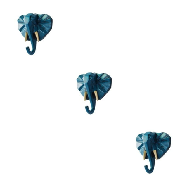 Maytalsory Animal Head Key Hook Sturdy And Durable Construction Adding Touch Of Whimsy Retro blue(elephant) 3Set