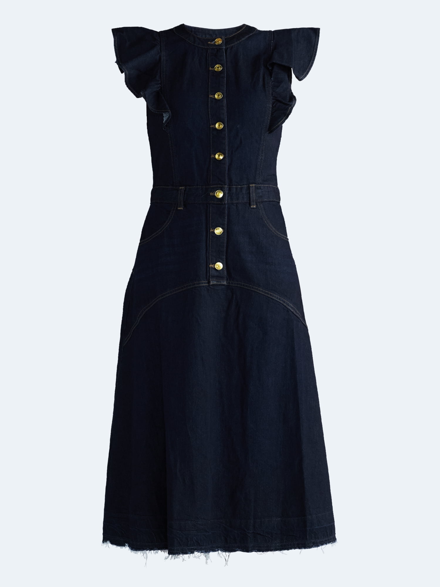 Scoop Women's Midi Dress with Flutter Sleeves, Sizes XS-XXL