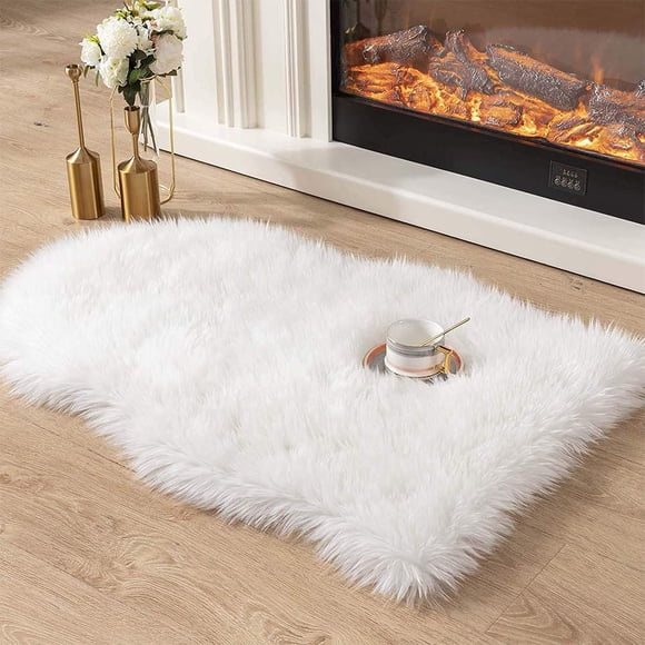 Faux Fur Area Rug, Decor Carpet Sheepskin Style Shaggy Rug for Chair Cover Seat Pad/Sofa Cushion, Ultra Soft Fluffy Rugs in Living Room & Bedroom Bed