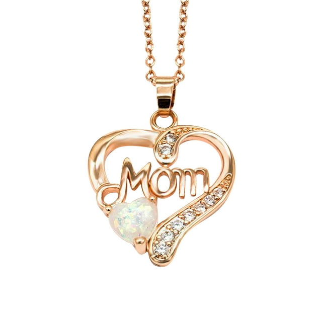 Collar para mujer, joyería para mujer, collar con colgante de corazón y letra, collar con piedras preciosas, collar, joyería
