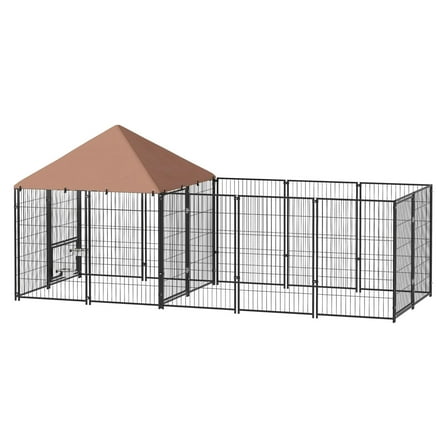 Outdoor Dog Kennel Large, 11.3' x 4.7' x 5.1', Waterproof Dog Run with Rotating Bowls