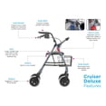 thumbnail image 3 of 4 Wheel Rollator Cruiser Deluxe Purple Aluminum Frame (Case of 1), 3 of 5
