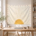 thumbnail image 5 of Golden Sunburst Rays Radiating Against Off-White Background Serene Celestial for Boho Decor Lovers Modern Wall Art Decor Birthday Gift Tapestry Wall Hanging for Bedroom and Dorm, 5 of 7