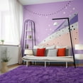 thumbnail image 2 of Socofuz Non-Slip Fluffy Rug, Plush Indoor Floor Bedside Carpet for Living Room, Bedroom, Girls Kids Room, Nursery Home Decor 4x6ft, Grape Purple, 2 of 7