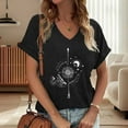 thumbnail image 2 of Women Summer Tops Ladies Fashion Loose V Neck T Shirt Small Pocket Shirts Elegant Women Long Sleeve Fall Tops Outdoor Xx Womens Womens Athletic Long Sleeve Shirts Cute Fall for Lady Running Black L, 2 of 4
