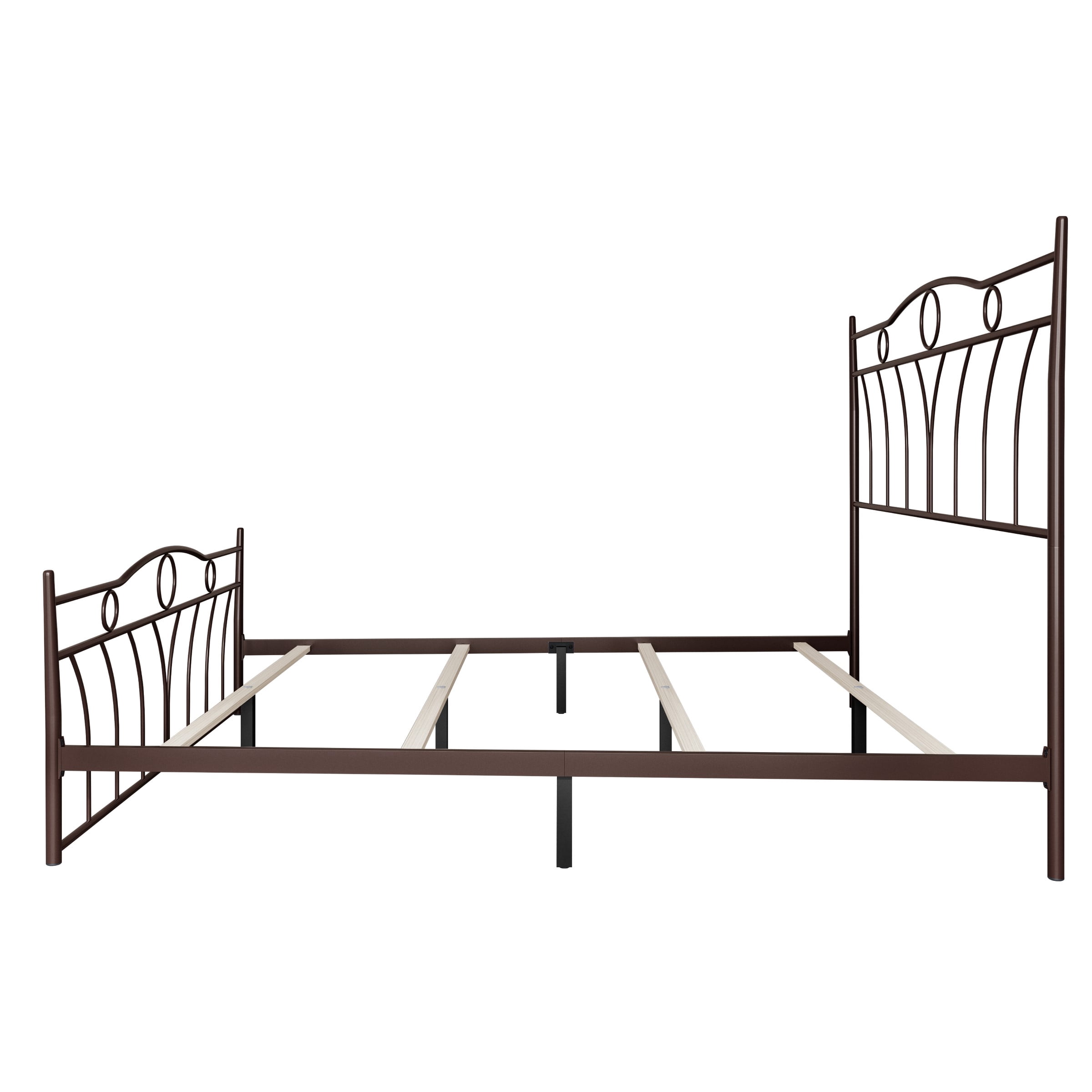 Home Design Shelby Full Metal Bed Frame for Adults, Brown, Classic Headboard and Footboard Design, Sturdy Frame, Easy Assembly
