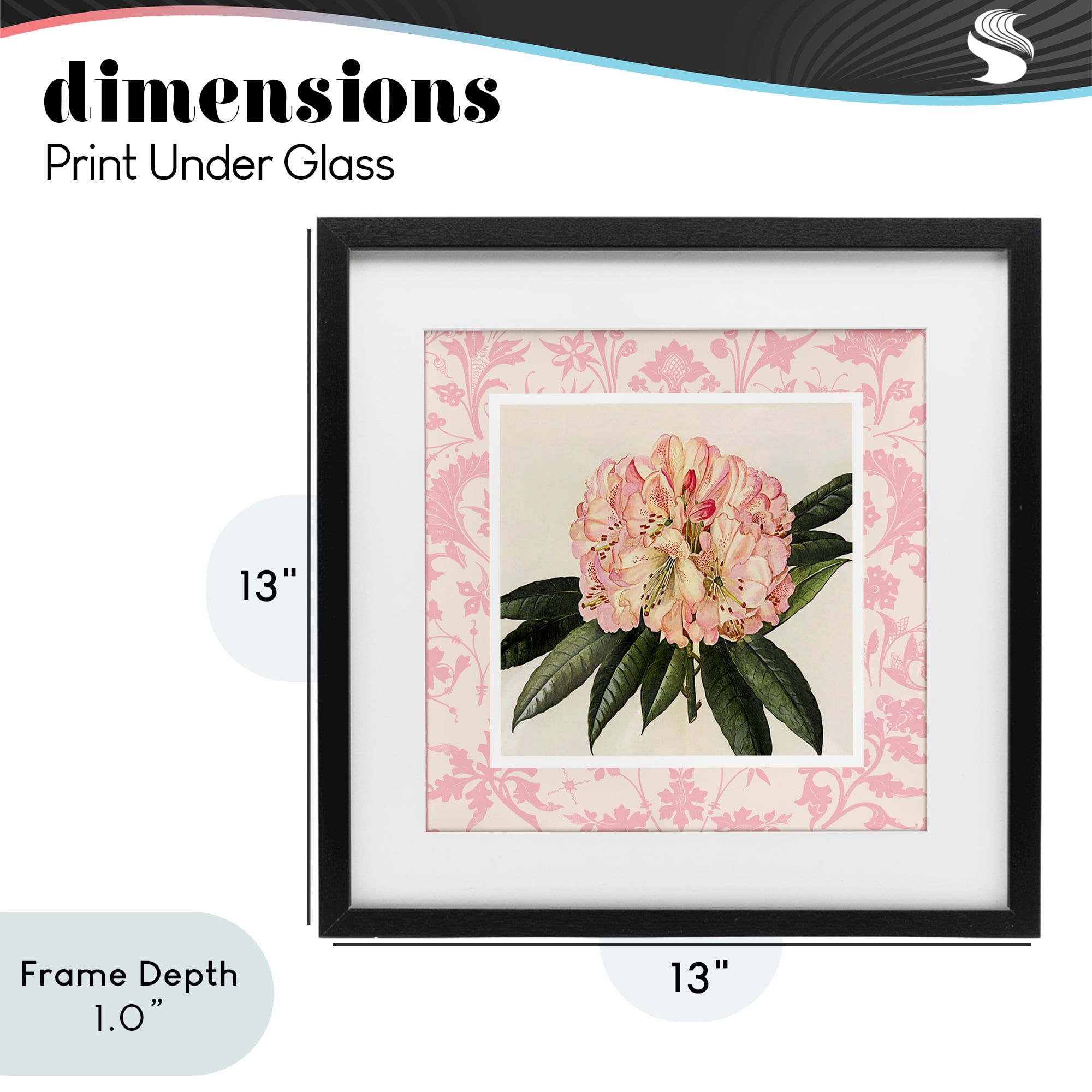 Stupell Industries Pink Pattern Botanical Black Framed Print Under Glass, design by Livi Finn