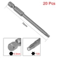 thumbnail image 2 of 20 piezas 75mm 1/4" Vástago Hexagonal T20 Puntas de Destornillador Torx Acero de Alta Aleación S2, 2 of 4