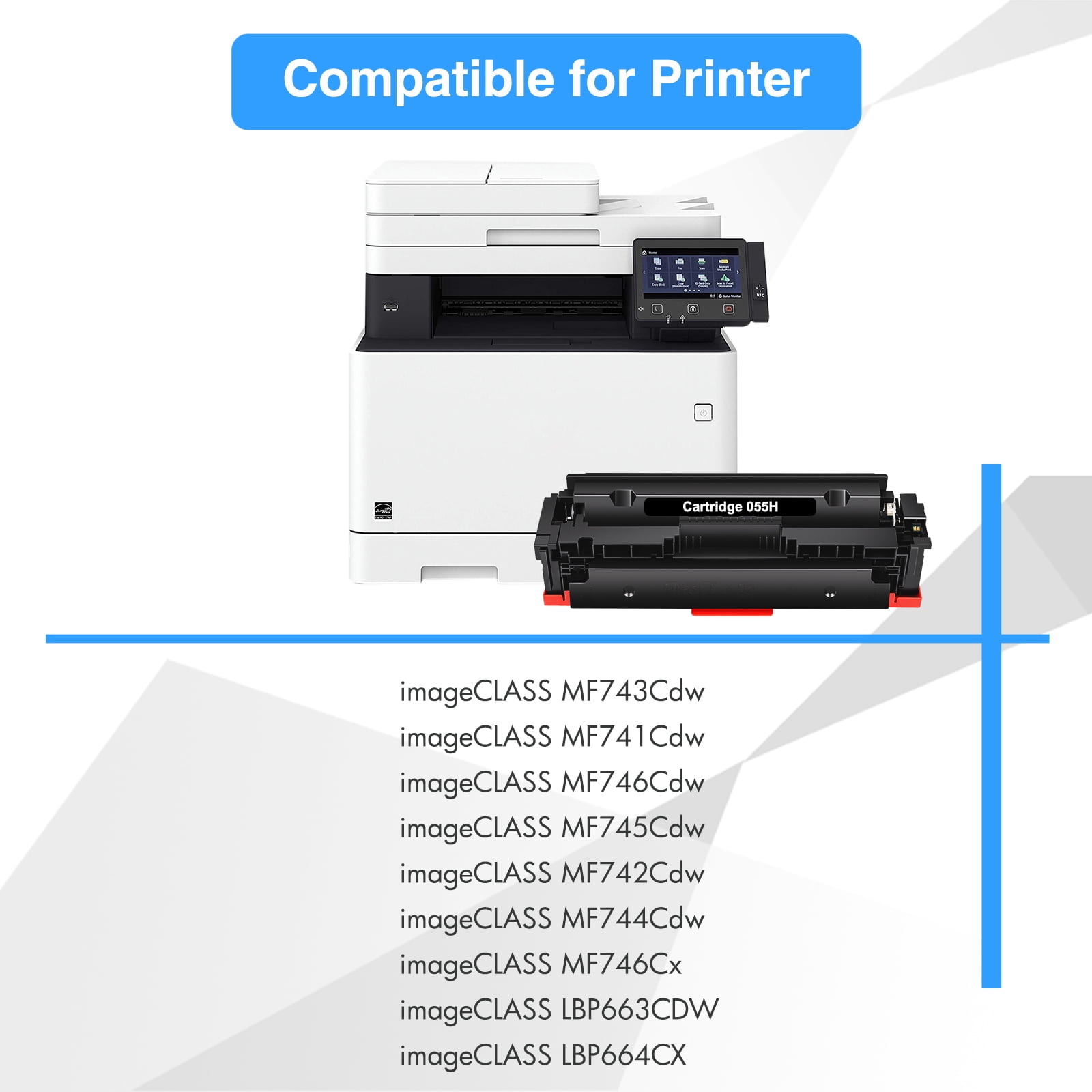 055 Toner Cartridge WITH-CHIP Compatible For Canon 055 055H Color ...