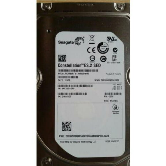 Seagate ST32000646NS Constellation ES.2 2TB 64MB 7.2k 3.5" SATA Hard Drive 763649028254