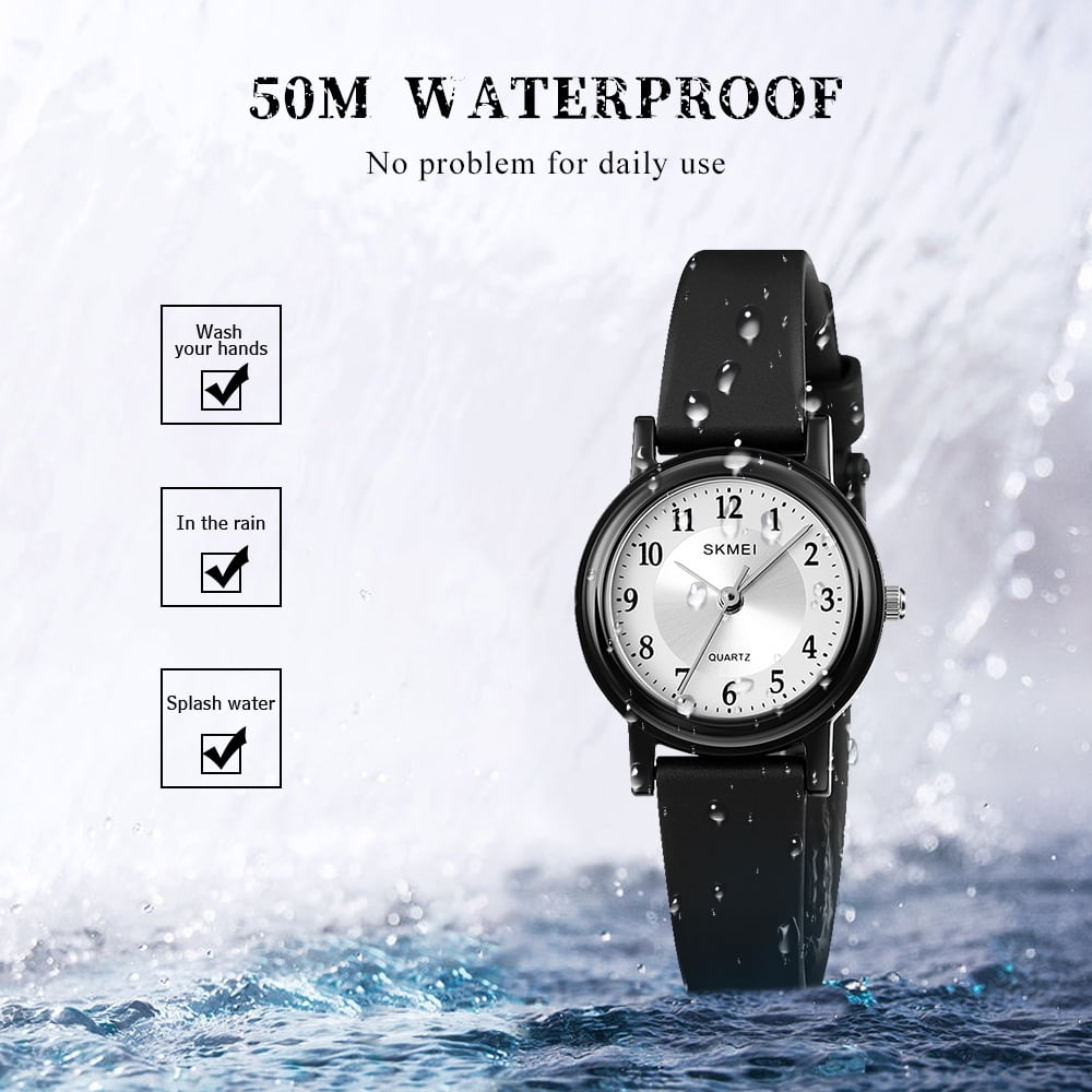 SKMEI Womens Watch, Easy Read Quartz Analog Waterproof Sport Watch for Women Fashion Simple Exquisite Gift Watch, Black
