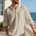 thumbnail image 6 of zbxnLI Mens Linen Shirts Collared V Neck Buttons T-Shirts Long Sleeve Casual Shirt Fall Winter Tops, 6 of 9