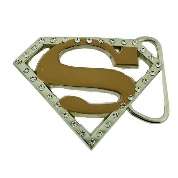 Superman Belt Buckle US American Superhero Original Costume Gold New Rhinestones