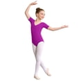 thumbnail image 1 of Rhuody Grenouillères pour Fille Manches Courtes Col Rond Combinaison Élégante de Danse pour Pratique de Ballet Coupe avec Fermeture à Boutons-Pression devant Charme Vêtements Violet 12-13 Ans, 1 of 4