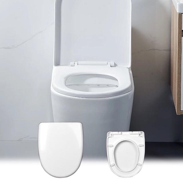 Xihbxyly Asiento de Inodoro Universal, Cierre Suave, Instalación con Un Solo Botón, Diseño Ergonómico, Esencial para El Baño, Revestimiento Antiamarilleo, Material Pp Duradero, Tamaño 42 X 34,5 X 4 C