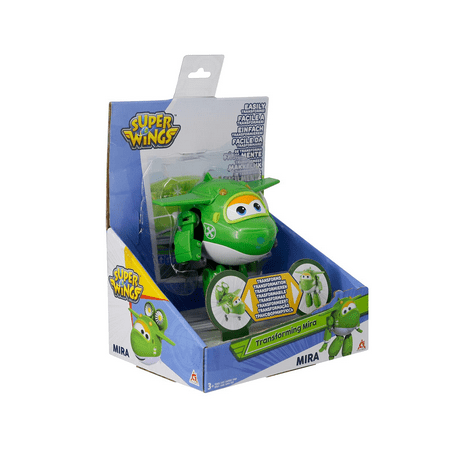 Super Wings 5" Transforming Mira Airplane Toys Vehicle, Action Figure Kids Toys to Plane & Robot, Super Wings Toys for Kids Ages 3 and Up, Preschool Kids Birthday Gift, Green