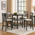 thumbnail image 3 of Benjara 5 Piece Counter Height Table with Open Geometric Back Chairs- Gray, 3 of 8