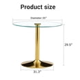 thumbnail image 4 of Hi loPres 35-Inch Round Dining Table, Modern Tempered Glass Top with Gold Metal Pedestal Base for Kitchen, 4 of 7
