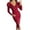 Burgundy, variant on IROINNID Fall Dress for Women Semi Formal Evenning Party Bodycon Dress V Neck Solid Color Long Sleeve Long Dress Slim Evening Dress,Pink