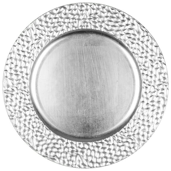 Koyal Wholesale Acrylic Charger Plates Round Silver Modern Industrial - Set of 4 Buy Bulk for Weddings and Events