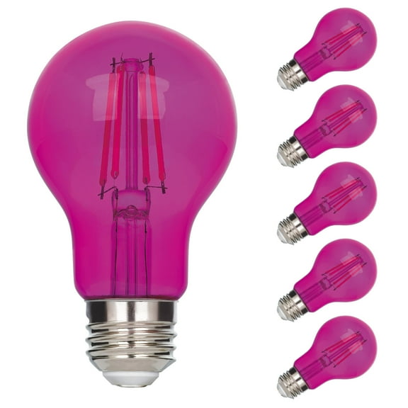 Westinghouse 4.5 Watt (40 Watt Equivalent) Pink A19 Omni Filament LED Light Bulb Medium (E26) Base, 6-Pack